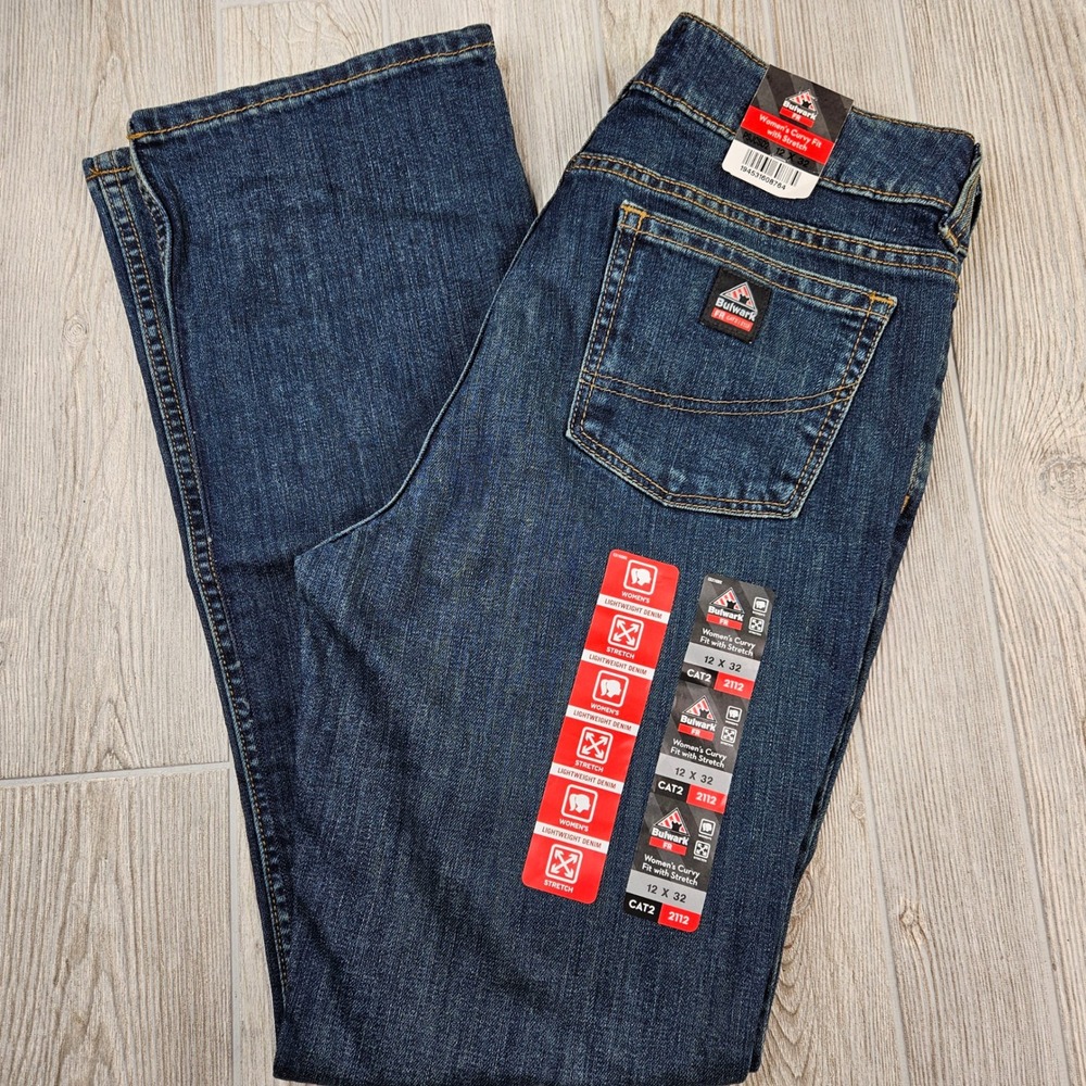 Bulwark FR Womens Curvy Fit Stretch Jeans Flame Resistant CAT2 12x32 PSJCSD2